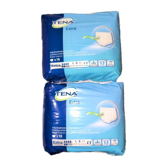 NEW Tena Extra Underwear Sz Lg Absorbent Breathable Odor Control (2 packs) 72332 - Picture 1 of 6